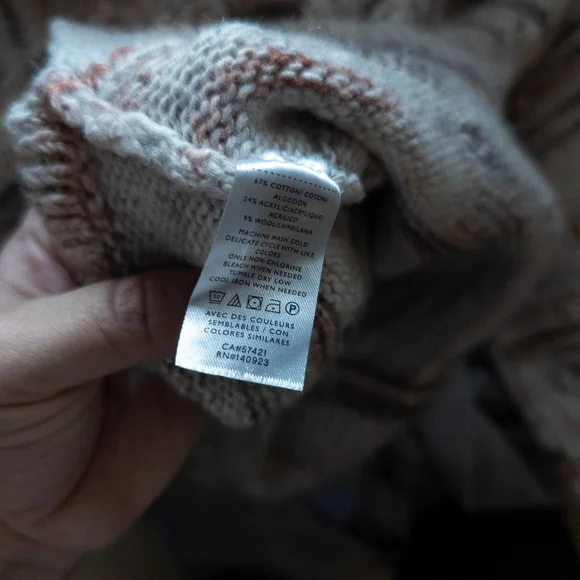 LOFT Multicolor Rainbow Stripe Bobble Knit Mock Neck Sweater - Size L - Picture 9 of 9